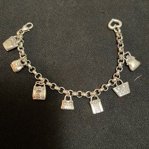 Brighton Vintage Silver Metal Charm Bracelet With 7 3D Purse Charms